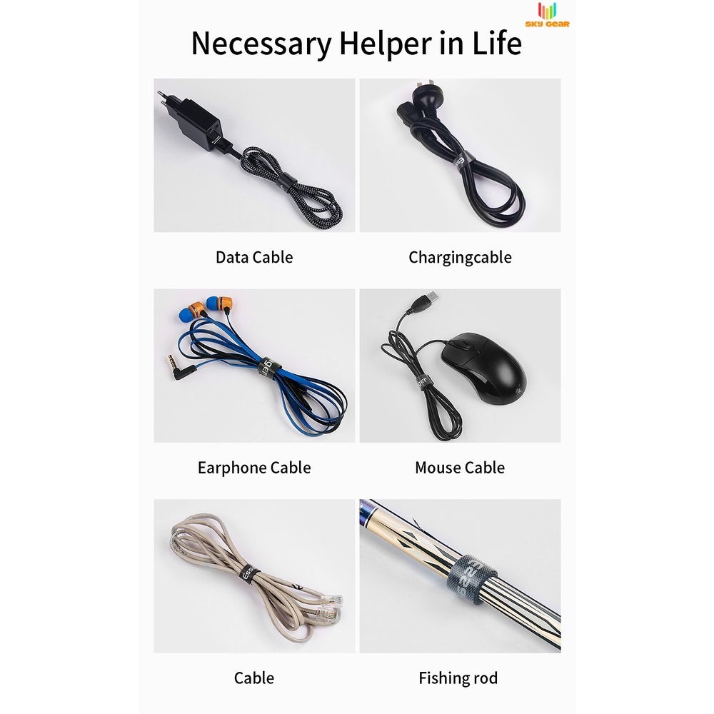 Băng dán gai ESSAGER, làm gọn dây điện, cáp máy tính, dây nguồn