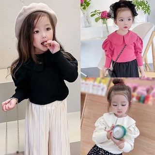 Áo thun tay dài phồng cổ Peter Pan thời trang xuân thu cho bé 3-8 tuổi