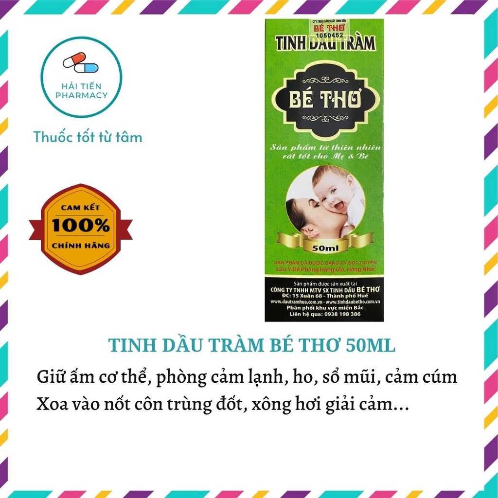 Tinh dầu tràm Bé Thơ 50ml phòng cảm cúm, đau đầu, côn trùng đốt, giữ ấm cơ thể phụ nữ sau sinh, trẻ nhỏ.