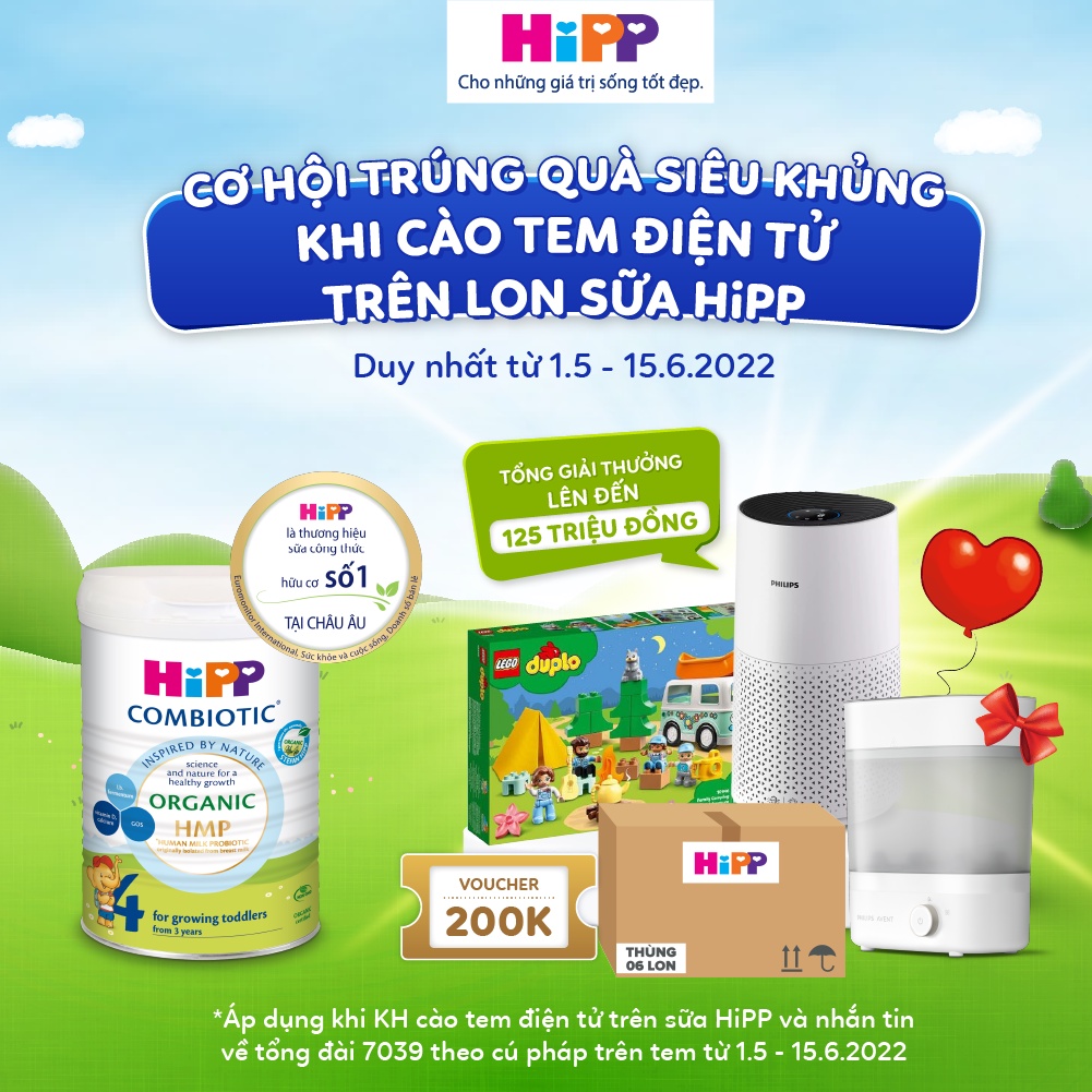 Combo 2 lon Sữa bột công thức HiPP 4 Organic Combiotic 800g (dành cho trẻ từ 3 tuổi) (2 lon x 800g)