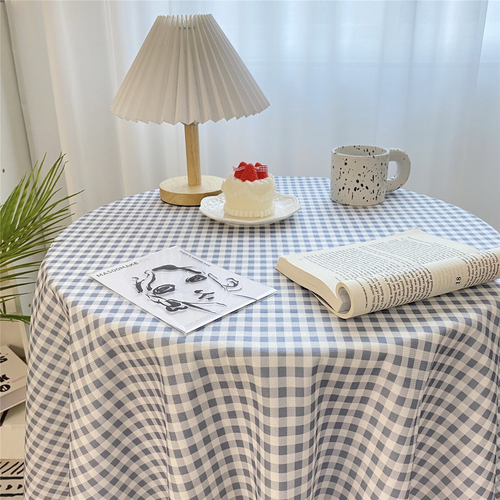 Khăn Trải Bàn Hình Vuông/Tròn/Trái Tim Họa Tiết Kẻ Sọc Ca Rô