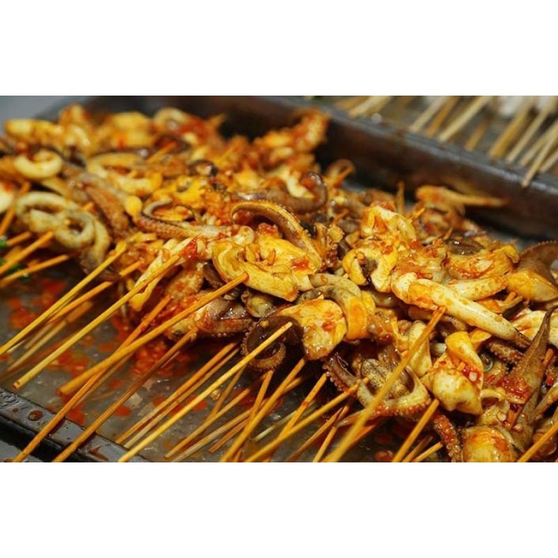 Xiên tre nướng thịt, nướng mực, nướng hoa quả