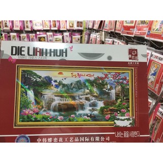 Tranh thêu chữ thập Tùng Nghênh Khách 223124 (195x95) thêu kín chưa thêu
