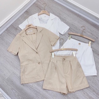 Set vest blazer ngắn tay