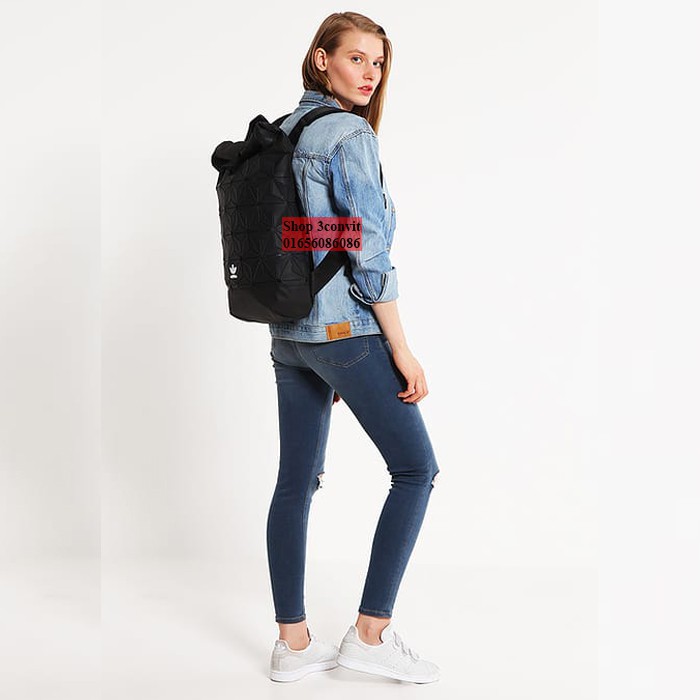 Balo thời trang 3D Roll Top Black