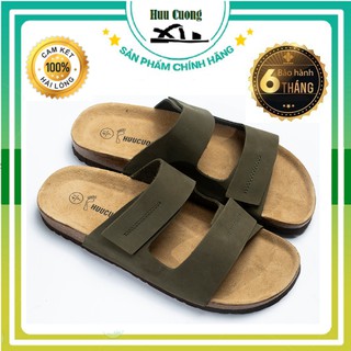 💥💥Dép dập chỉ da bò thật 100% màu xanh rêu ĐẾ TRẤU