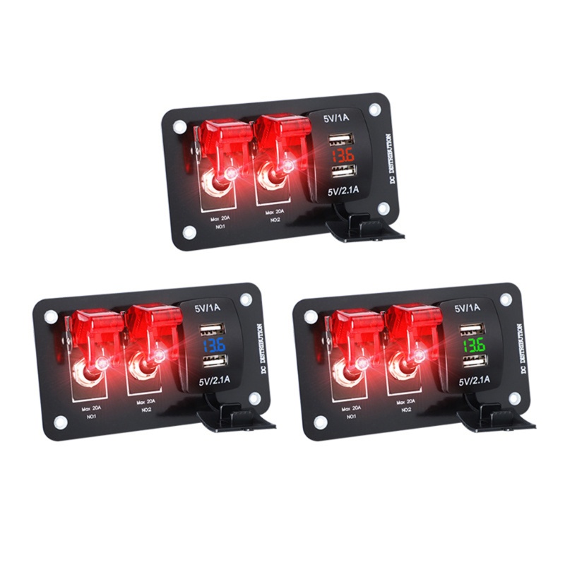 Bảng công tắc bật/tắt có cổng USB tích hợp đèn led cho xe hơi/thuyền/xe tải