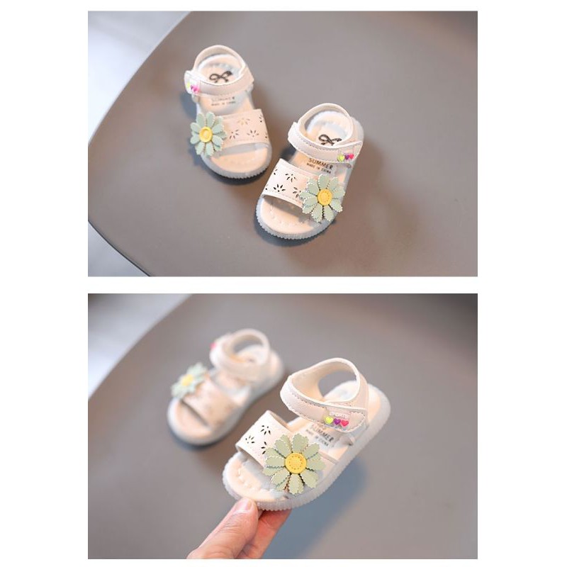 Sandal Dép Tập Đi Bé Gái Hoa Thêu Màu Pastel Cực Xinh,Da Siêu Mềm