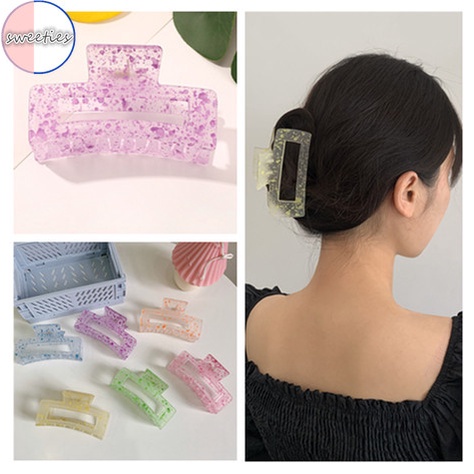 【sweet】Kẹp tóc trong suốt màu kẹo đơn giản dành cho nữ