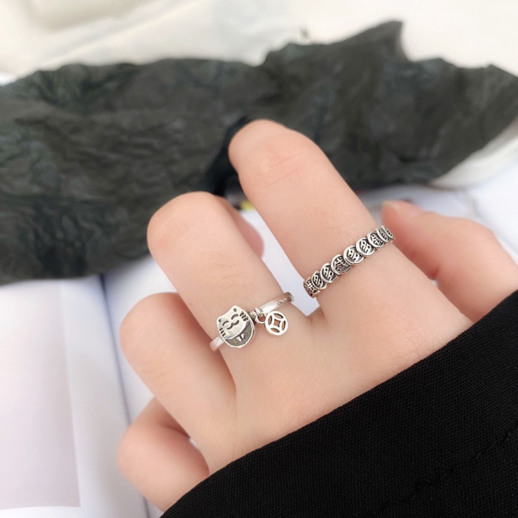 Bộ nhẫn nữ bạc Thái S925 mang may mắn và tài lộc - N97