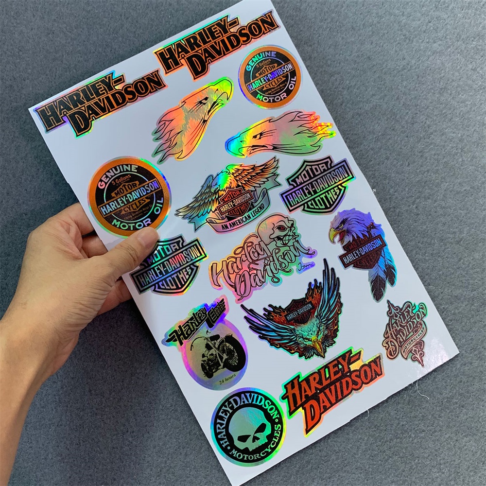 Miếng dán trang trí nón bảo hiểm xe mô tô Harley-Davidson màu laser