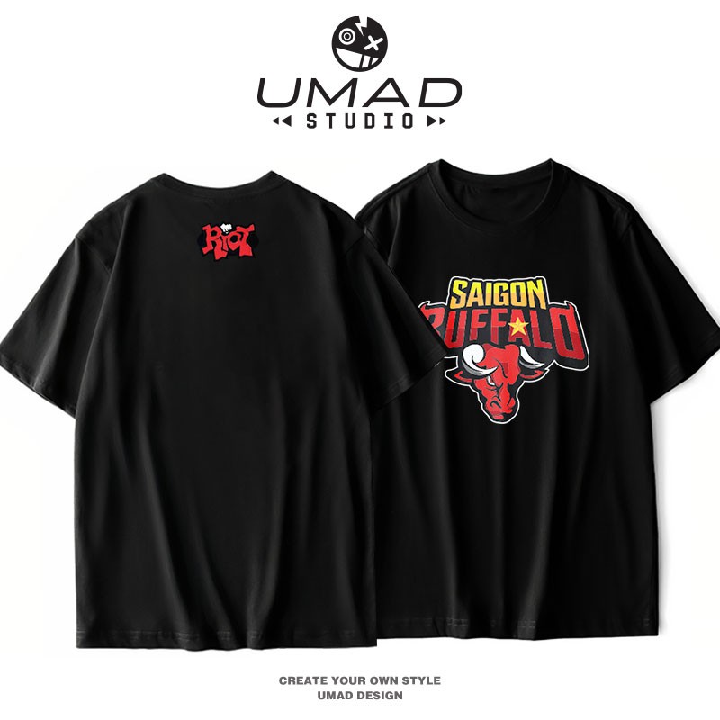 Áo thun nam UMAD bigsize 100kg (3XL, 4XL) cổ tròn tay ngắn phản quang Game LOL Saigon Buffalo team game thủ esport gamer