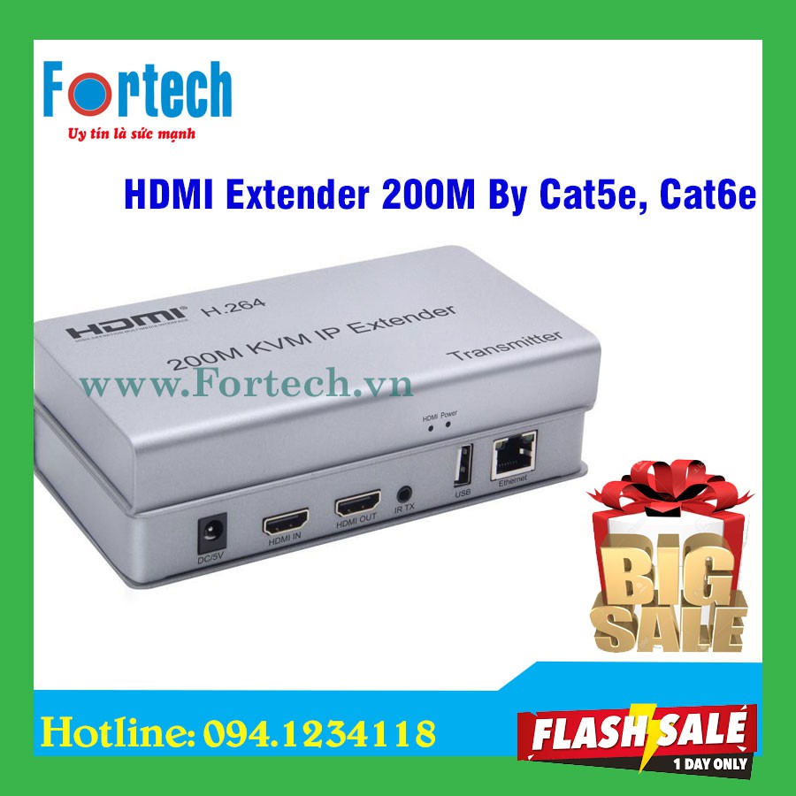 Bộ Kéo dài tín hiệu HDMI 200m bằng dây mạng Cat5e/Cat6e