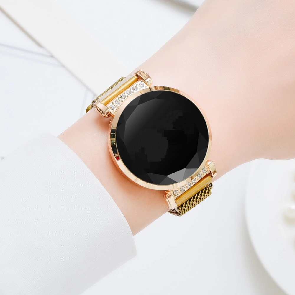 Đồng hồ điện tử nam nữ CETI dây lưới nam châm màu vàng HTR004