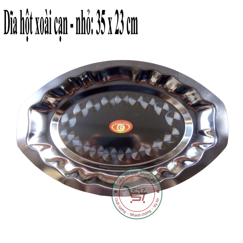 Đĩa bầu dục bằng inox 304 cao cấp không gỉ Đĩa hột xoài dùng hấp cá hay trang trí đồ ăn tiện lợi trong gia đình