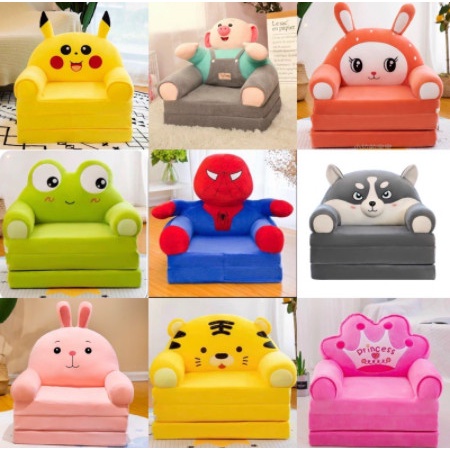 Ghế Lười Bông Hình Thú,Sofa Giường Cho Bé 3 tầng-MẪU HELLO KITTY HỒNG