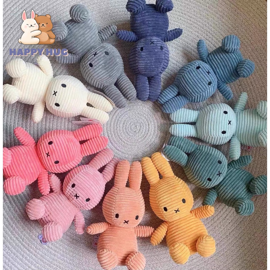 Gấu bông Thỏ Miffy dễ thương, gấu bông cho bé sơ sinh size 25cm 8 màu chất liệu bông nhung mịn cao cấp - Happy Hug