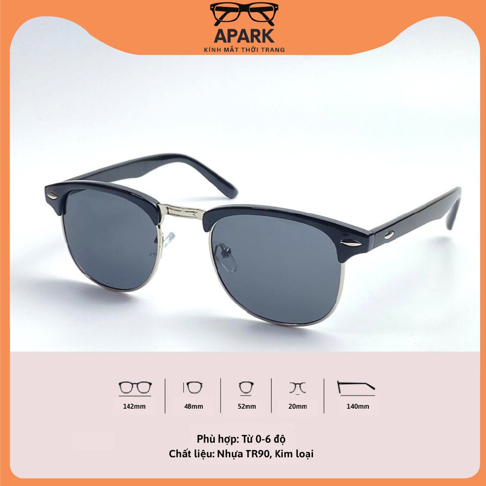 Kính mát vuông nam nữ chống tia UV gọng kính cận mắt tròn râm thời trang cao cấp style Hàn Quốc APARK AP67