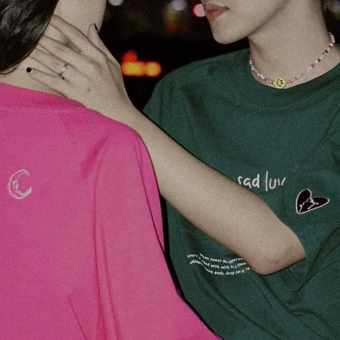 Áo Thun Tay Lỡ Nam Nữ Sad Luv Màu Xanh Màu Hồng Unisex Áo Phông Form Rộng
