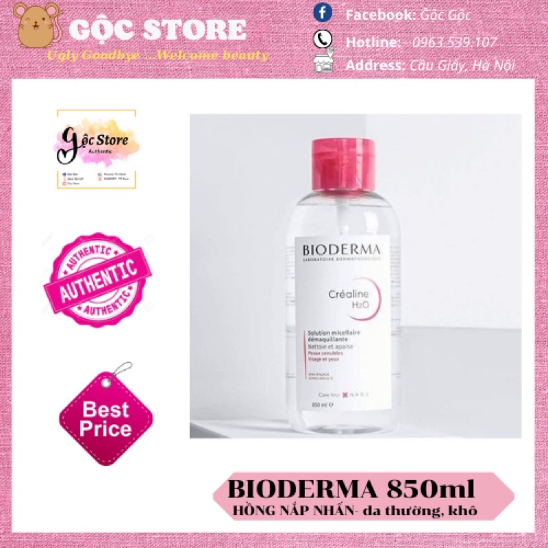 - TẨY TRANG BIODERMA HỒNG NĂPS NHẤN 850ML