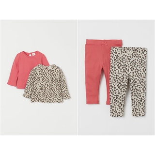 Set dài tay 2 áo hoặc 2 quần hồng legging báo HM H&M_hàng chính hãng authentic