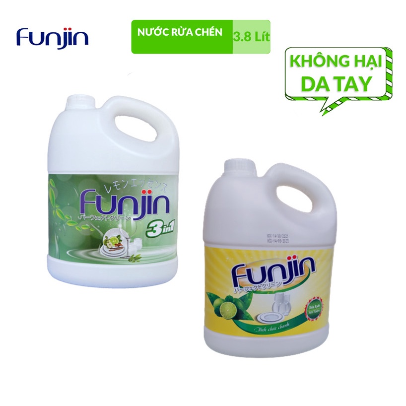 [Mã FMCGMALL giảm 8% đơn từ 250K] Nước rửa chén Funjin chính hãng 3,8L sạch kin kít, không hại da tay