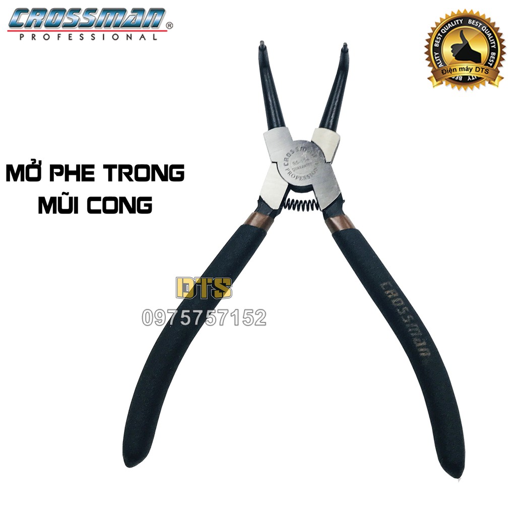 Kìm mở phe trong mũi cong cao cấp CROSSMAN 95-154 GUARANTEE 7 inch, kìm phanh thép CR-V kềm mở phe mũi cong mở trong