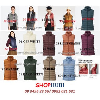Áo gile lông vũ siêu nhẹ Nữ, vải chịu mưa UNIQLO Nhật 2019