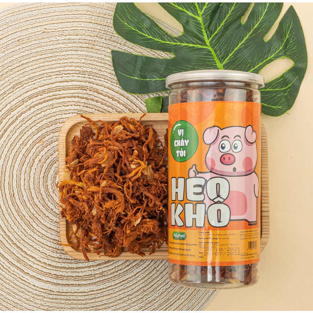 Khô heo cháy tỏi lọ 250g ANTAMAX, ăn vặt ngon và sạch mỗi ngày.