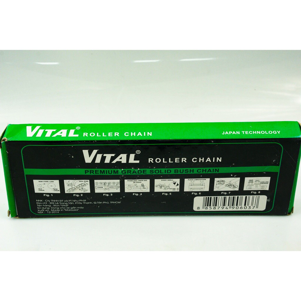 Sên 7ly VITAL 106L - 114 mắc - 122 - 124L - 132 mắc, xích tải 7 ly có khóa sên, nhập khẩu Malaysia