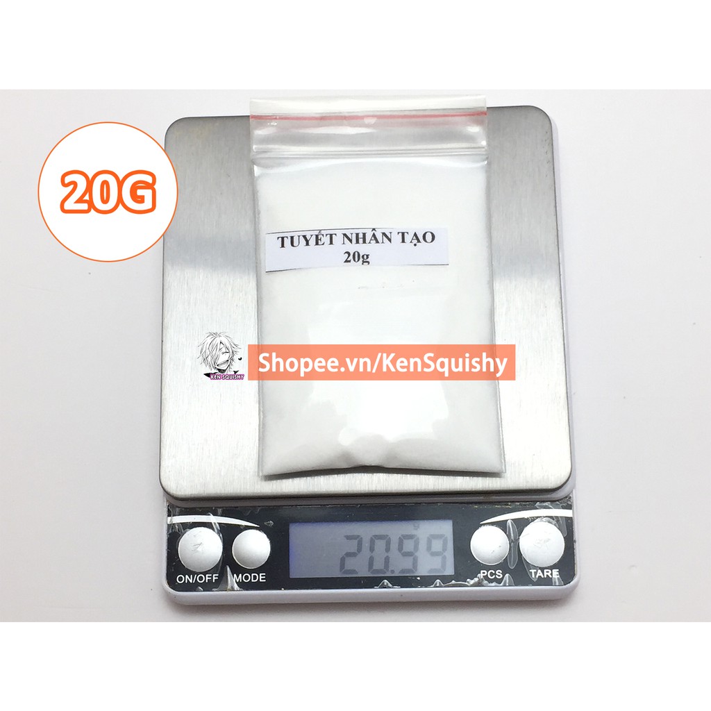 Tuyết Nhân Tạo Loại 20Gram Đóng Gói Túi Zip Nguyên Liệu Làm Slime Mây