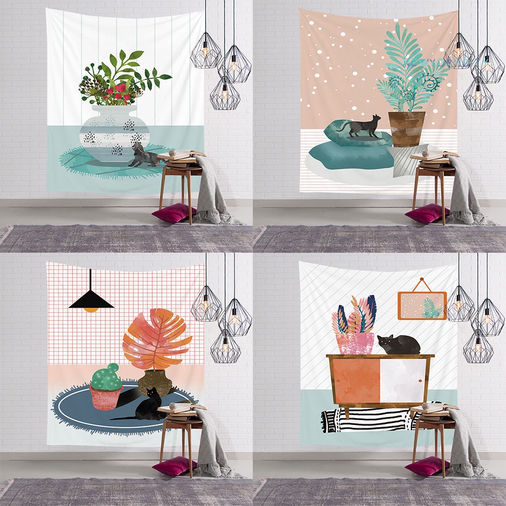 Thảm Treo Tường Trang Trí Hình Mèo NY-95x73 / 130x150cm