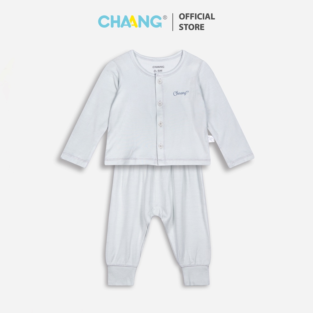 Bộ quần áo dài cúc giữa Active ghi cho bé
