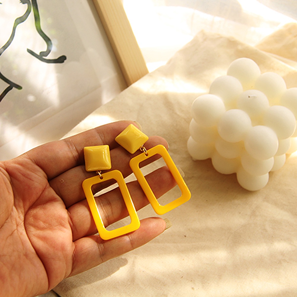 Khuyên tai nhựa acrylic dáng dài đong đưa thời trang Vintage dành cho nữ