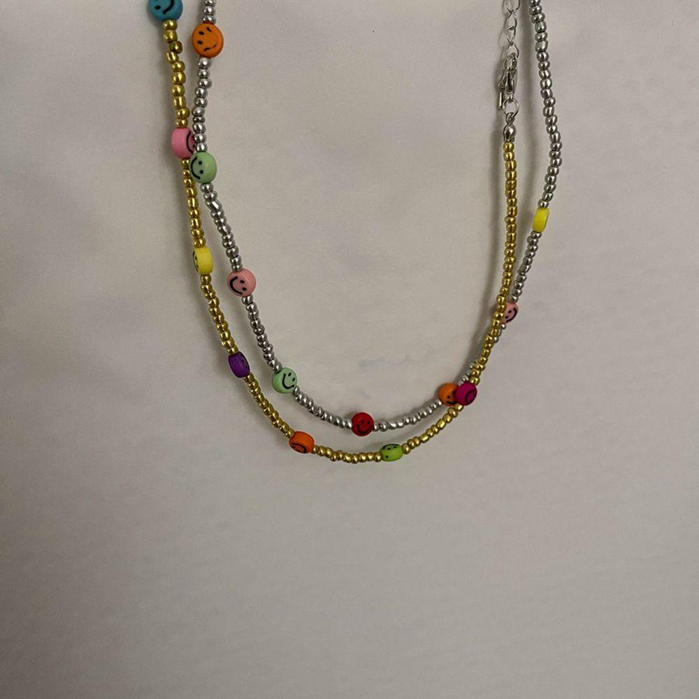 Vòng cổ Hạt Nhựa Y2K Mặt Cười Nhiều Màu Sắc Phong Cách Hip Hop Hàn Quốc VANES1