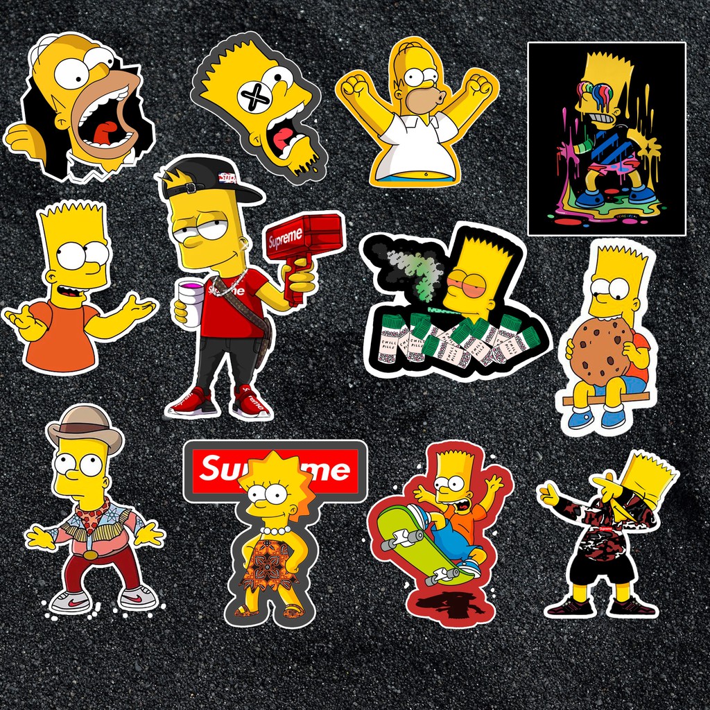 Sticker Simpson chống nước sticker dán nón bảo hiểm, laptop, điện thoại, đàn guitar, mũ bảo hiểm