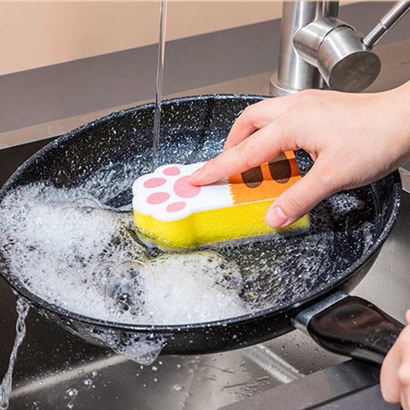 Set 3 Miếng Bọt Biển Rửa Chén Hình Chân Mèo Đa Năng