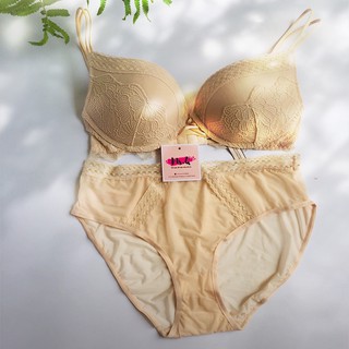 BỘ ĐỒ LÓT XUẤT KHẨU KHÔNG GỌNG MÀU DA PHỐI REN