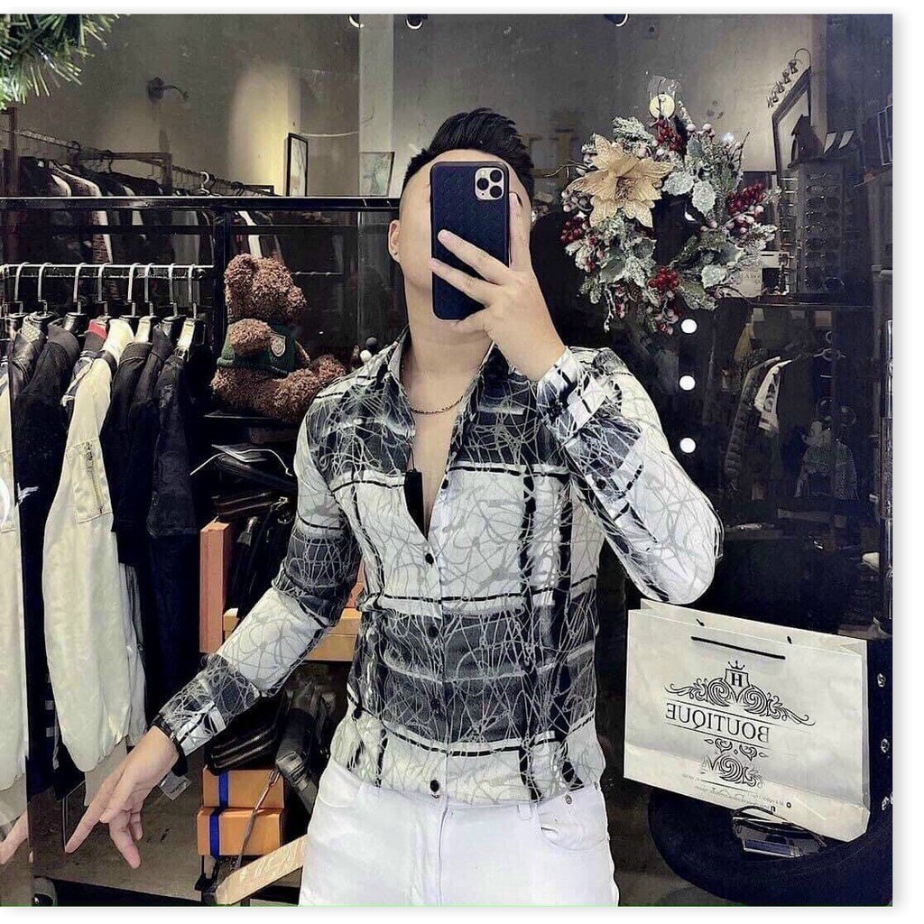 ÁO SƠ MI NAM TAY DÀI KẺ SỌC VÀ HỌA TIẾC SIÊU NGẦU KHÁNH AN STORE