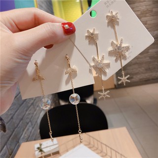 Khuyên Tai Hình Đuôi Cá Đính Bông Tuyết Xinh Xắn