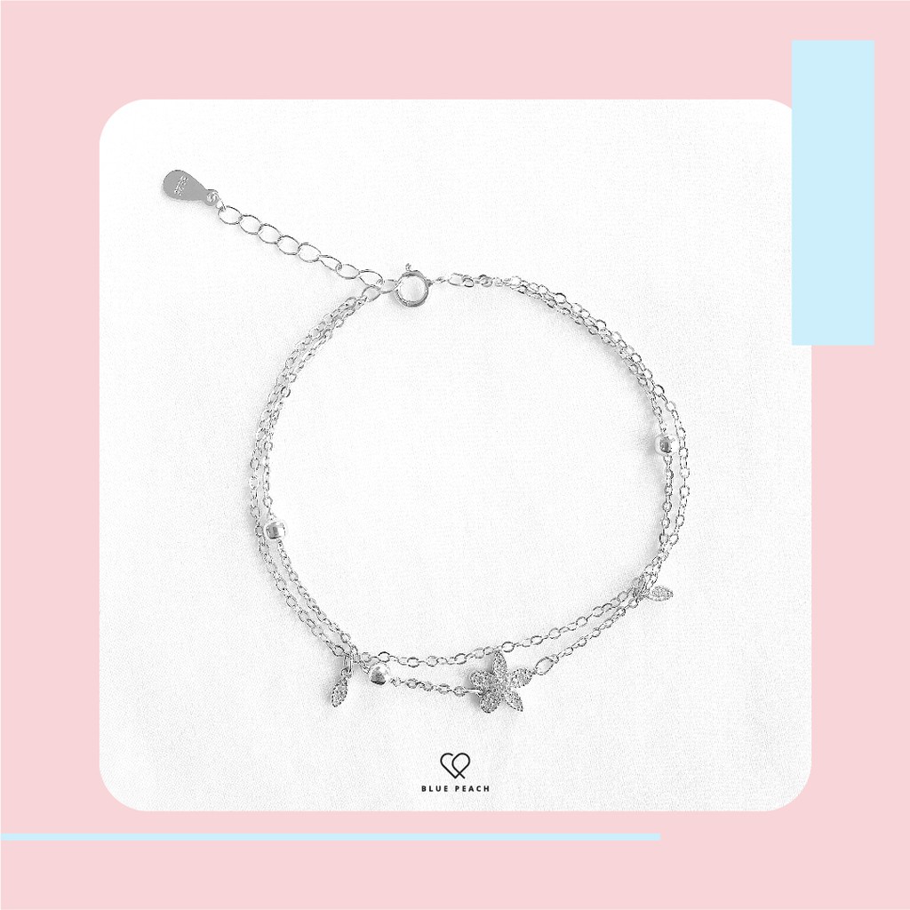 Lắc Tay Bạc Blue Peach Hoa 5 Cánh Đá LT419 | BigBuy360 - bigbuy360.vn