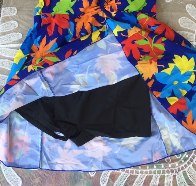 [BIG SIZE-6XL] Bikini Kín Đáo Che Bụng Liền Thân Dạng Váy Hoa Lá (có quần đùi ôm bên trong) Cao Cấp - Big Size 85-100Kg