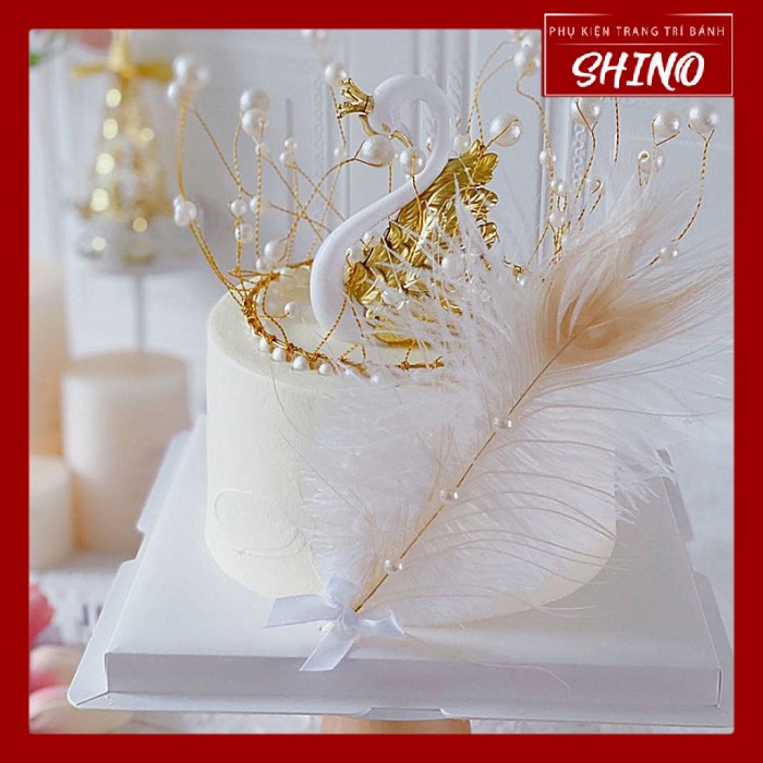 Đồ chơi đôi hạc cánh vàng trang trí bánh