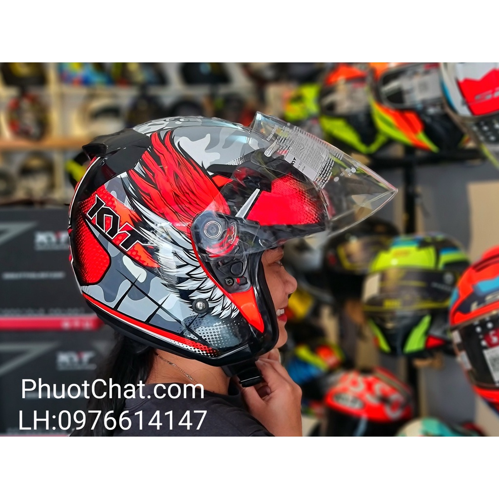 Nón bảo hiểm cao cấp KYT tem cánh chim