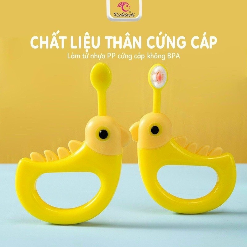 Bàn chải lông tơ Kichi hình Vịt Vàng dễ cầm nắm cho bé