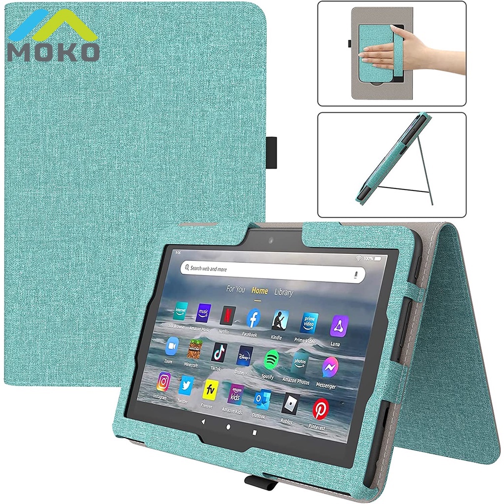 Bao Da Máy Tính Bảng Bằng PU Có Dây Đeo Tay Có Ngăn Giữ Thẻ Cho Kindle Fire 7 12th Gen 2022