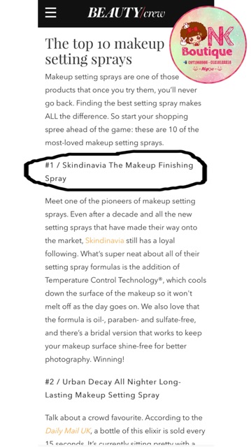 Xịt khoá lớp make up Skindinavia® The Makeup Finishing Spray-Bridal | BigBuy360 - bigbuy360.vn