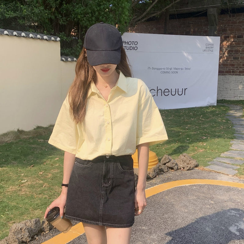 Áo Sơ Mi Tay Ngắn Có Cổ Phong Cách Retro Dành Cho Nữ