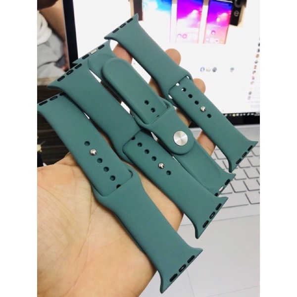 dây silicon apple watch xanh rêu midnight green đủ seri 1 đến seri 6