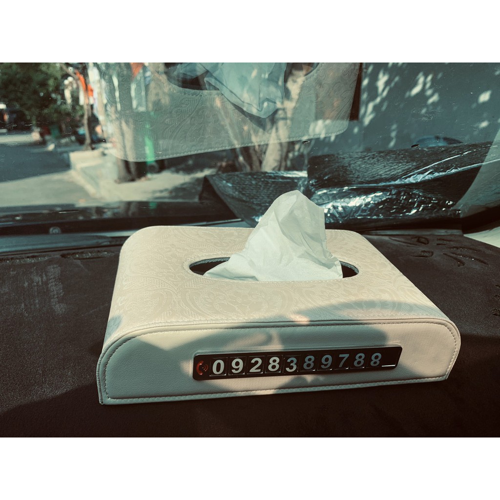 Hộp đựng khăn giấy trên ô tô xe hơi bằng da cao cấp, Hộp đựng giấy ăn treo tấm chắn nắng sang trọng